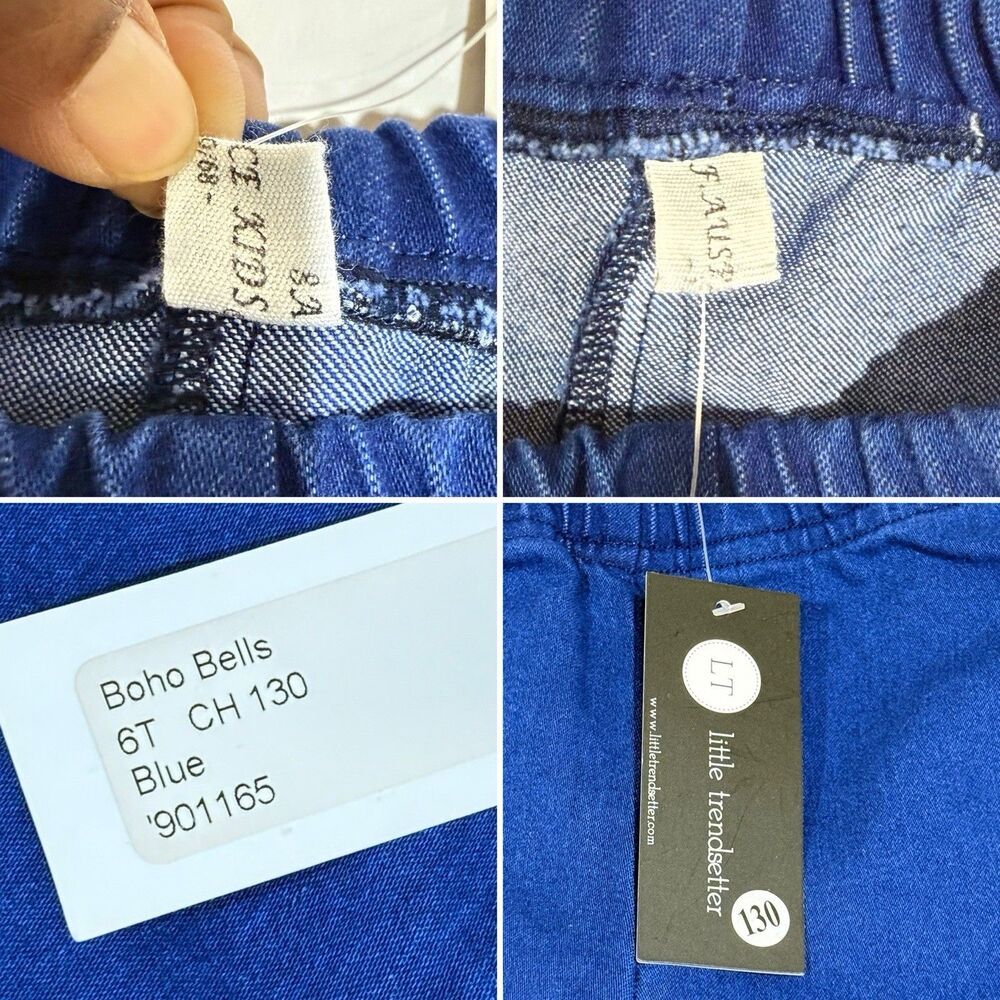 NWT Girls Pull On Denim Flare Blue Jeans Size 6 Years Boho Little Trendsetter - Picture 9 of 16